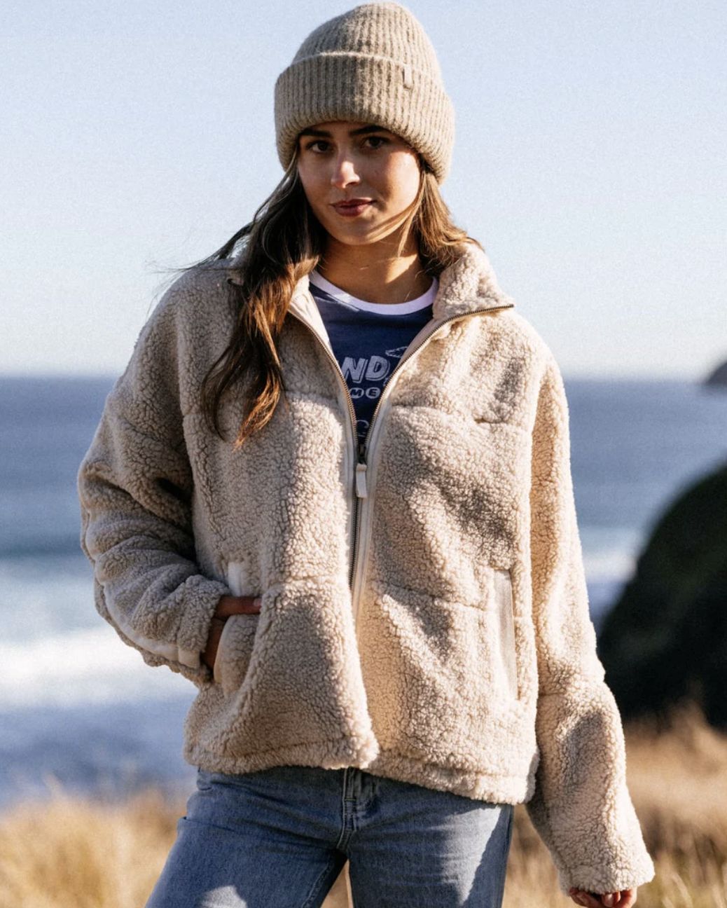 RIPCURL WOMENS CLASSIC SURF TALL BEANIE - FOSSIL