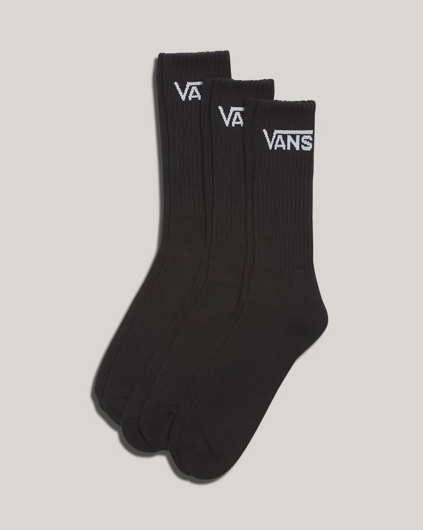 VANS CLASSIC CREW SOCKS 3 PACK - BLACK