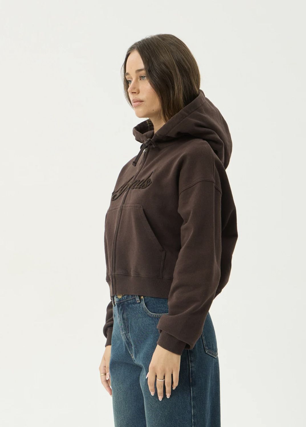 AFENDS WOMENS KOURT  ZIP HOOD - COFFEE