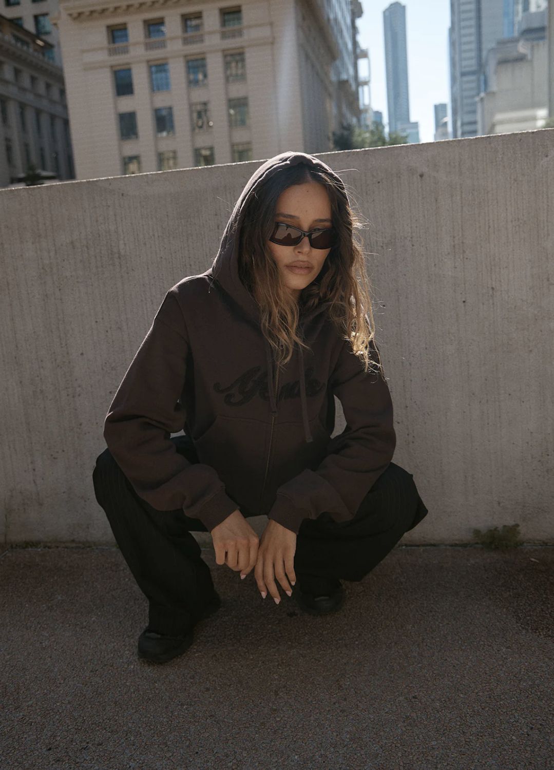 AFENDS WOMENS KOURT  ZIP HOOD - COFFEE