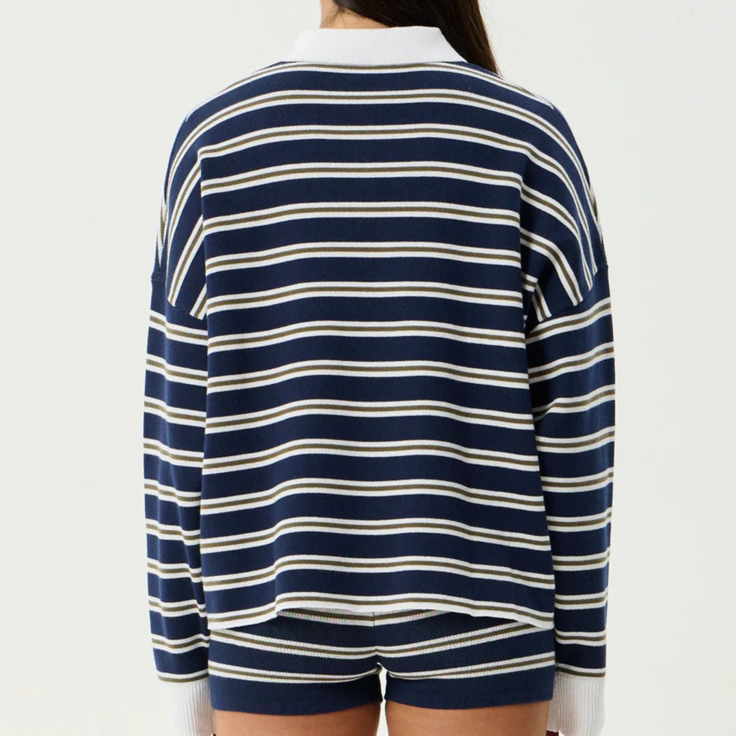 AFENDS WOMENS DELTA  KNIT SHIRT - NAVY STRIPE