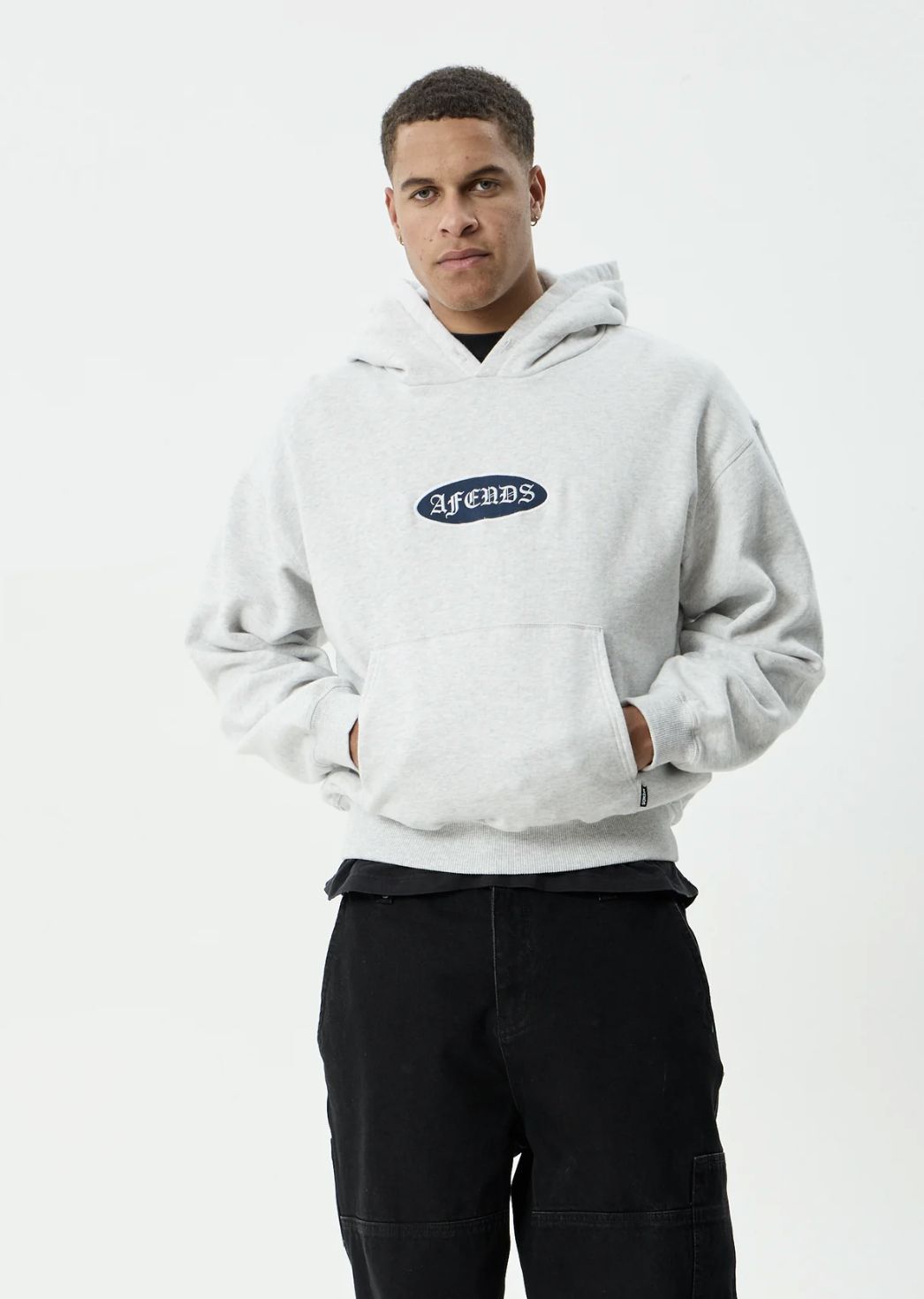 AFENDS MENS SUPPLY  PULL ON HOOD - GREY MARLE