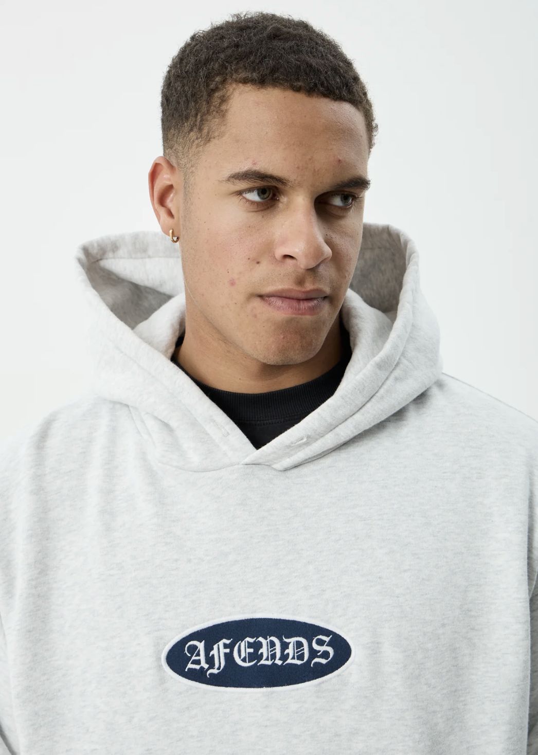 AFENDS MENS SUPPLY  PULL ON HOOD - GREY MARLE