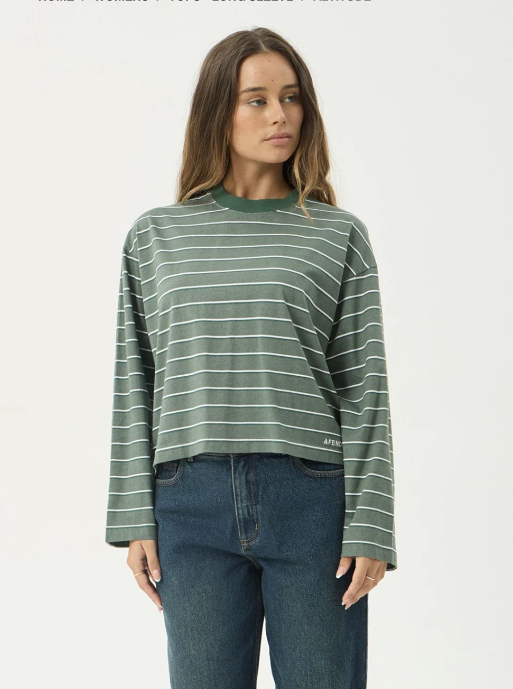 AFENDS WOMENS ALTITUDE  LONG SLEEVE TEE - PINE STRIPE