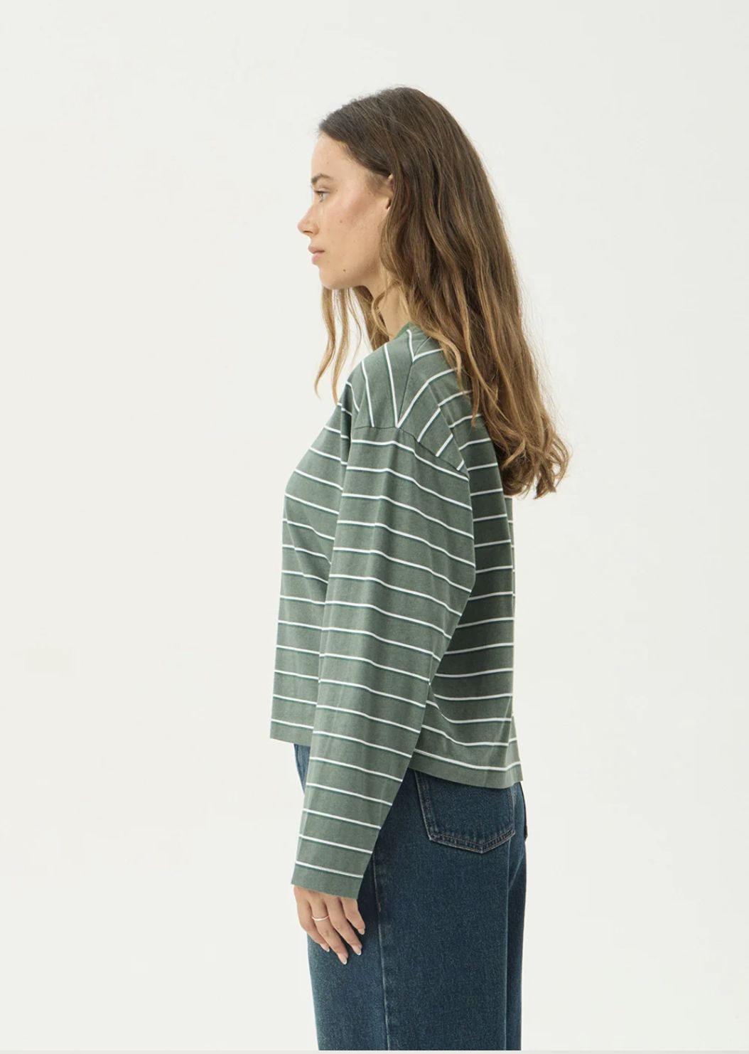 AFENDS WOMENS ALTITUDE  LONG SLEEVE TEE - PINE STRIPE