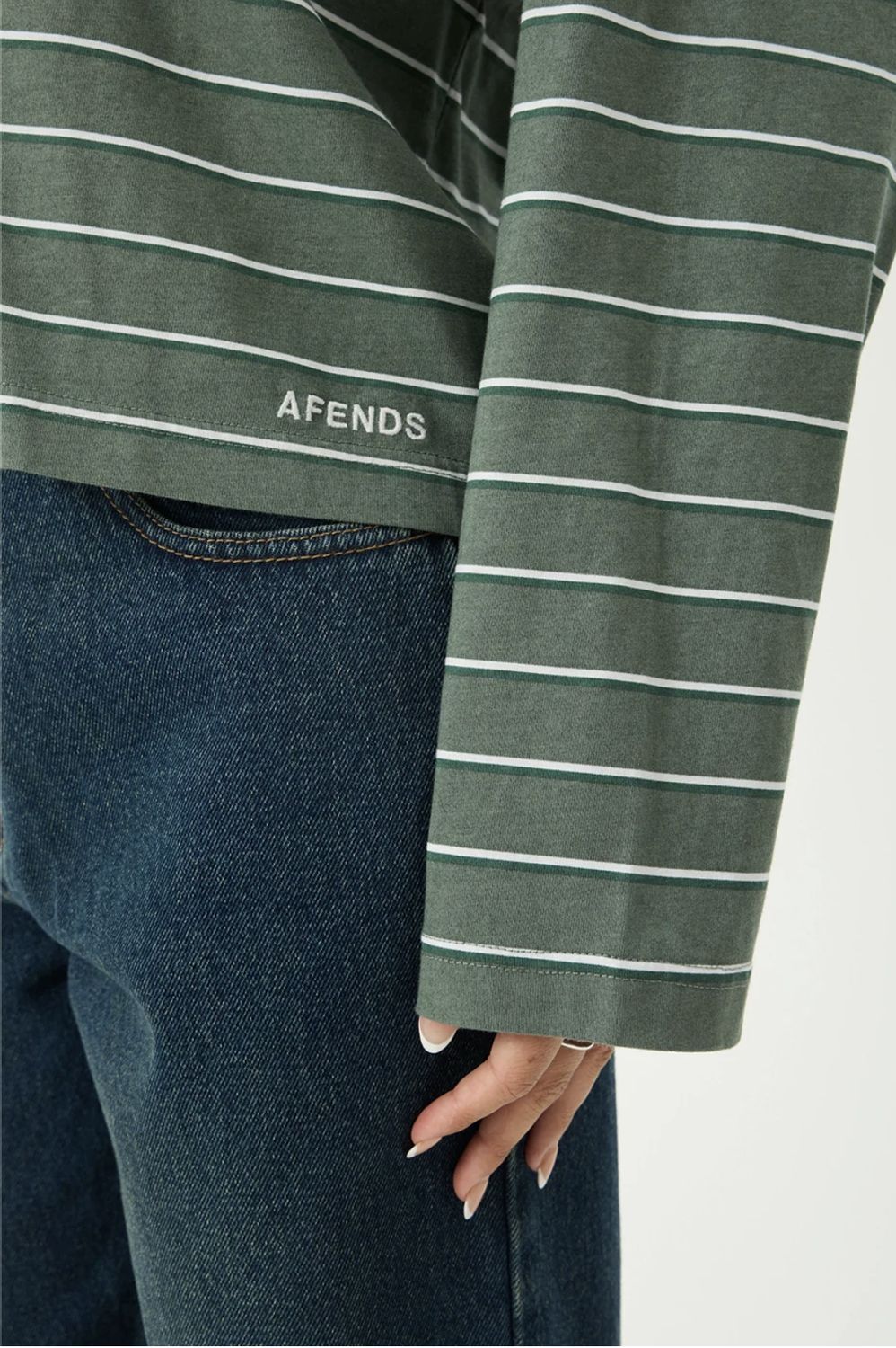 AFENDS WOMENS ALTITUDE  LONG SLEEVE TEE - PINE STRIPE