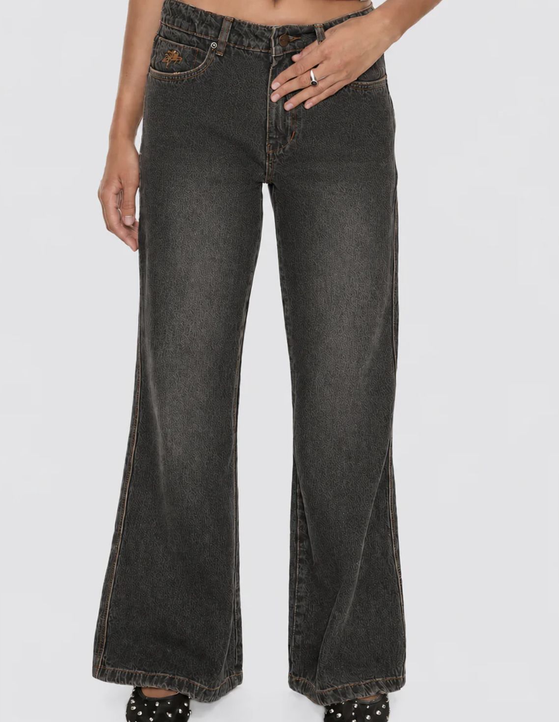 WORSHIP WOMENS DROPKICK FLARE JEAN - BLACK RINSE