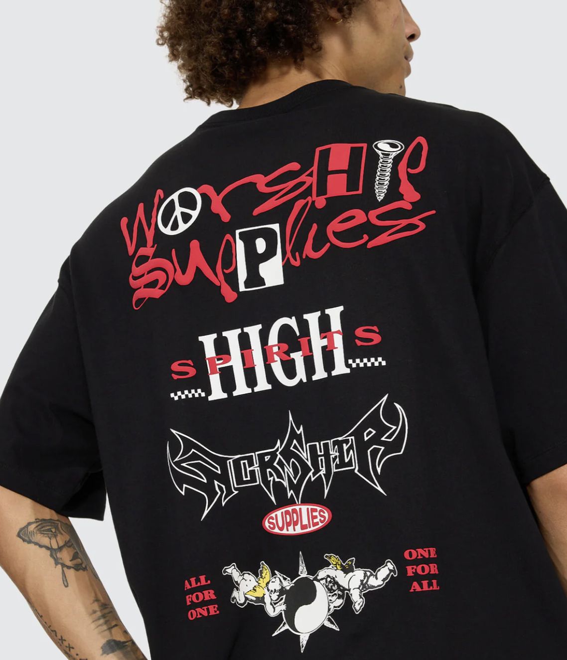 WORSHIP MENS FUSION BOX CROP TEE - BLACK