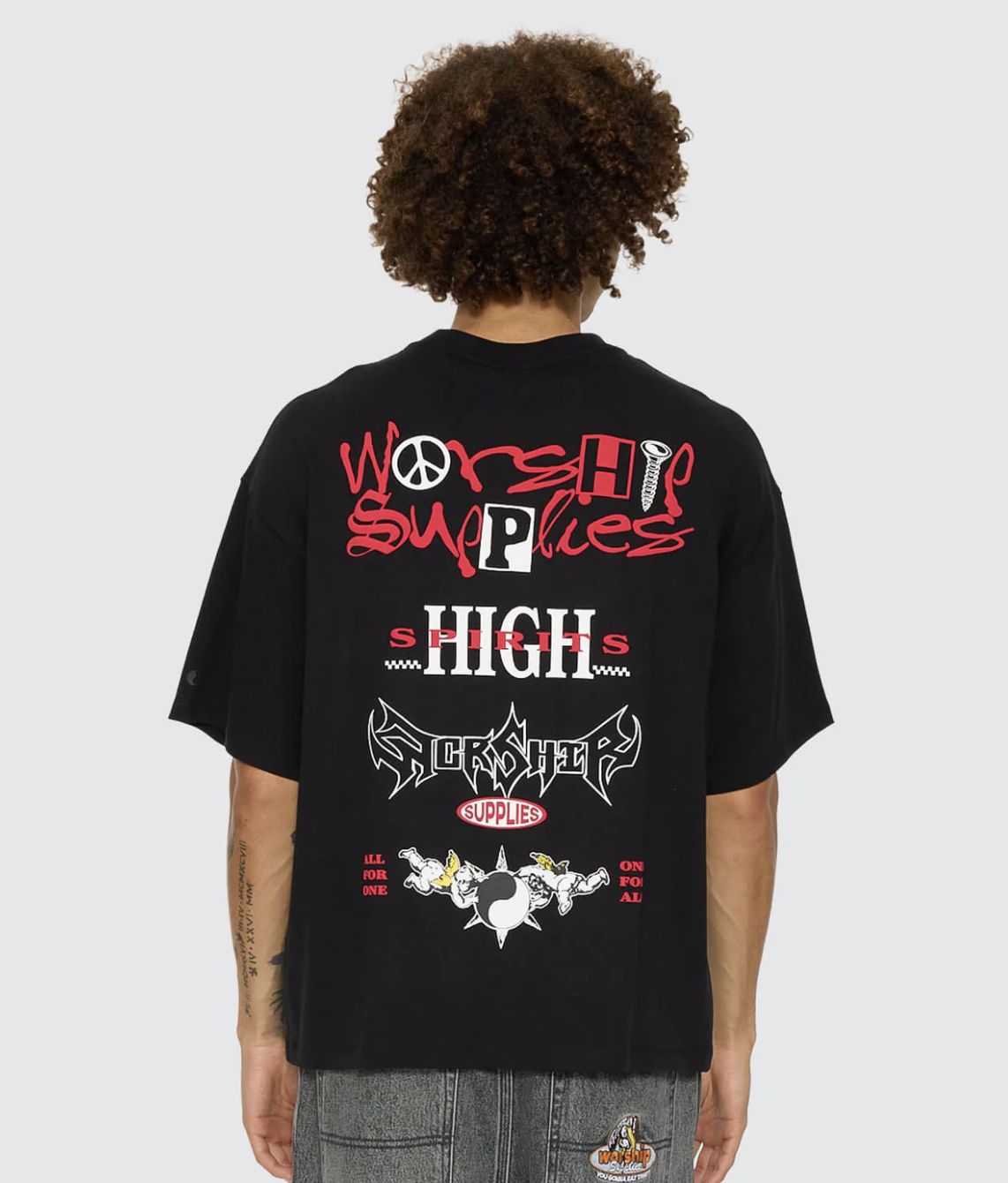 WORSHIP MENS FUSION BOX CROP TEE - BLACK