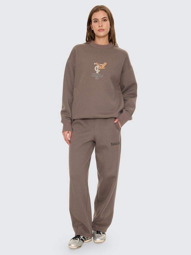 THRILLS WOMENS TAKE IT EASY SLOUCH CREW - CLAY SMOKE
