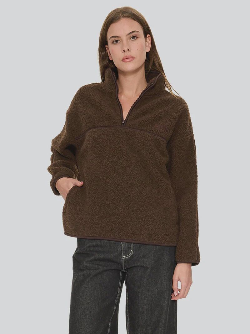 THRILLS WOMENS ALL STAR SHERPA FLEECE - BROWN