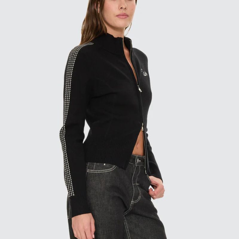 THRILLS WOMENS FINAL CALL ZIP KNIT SWEATER - BLACK