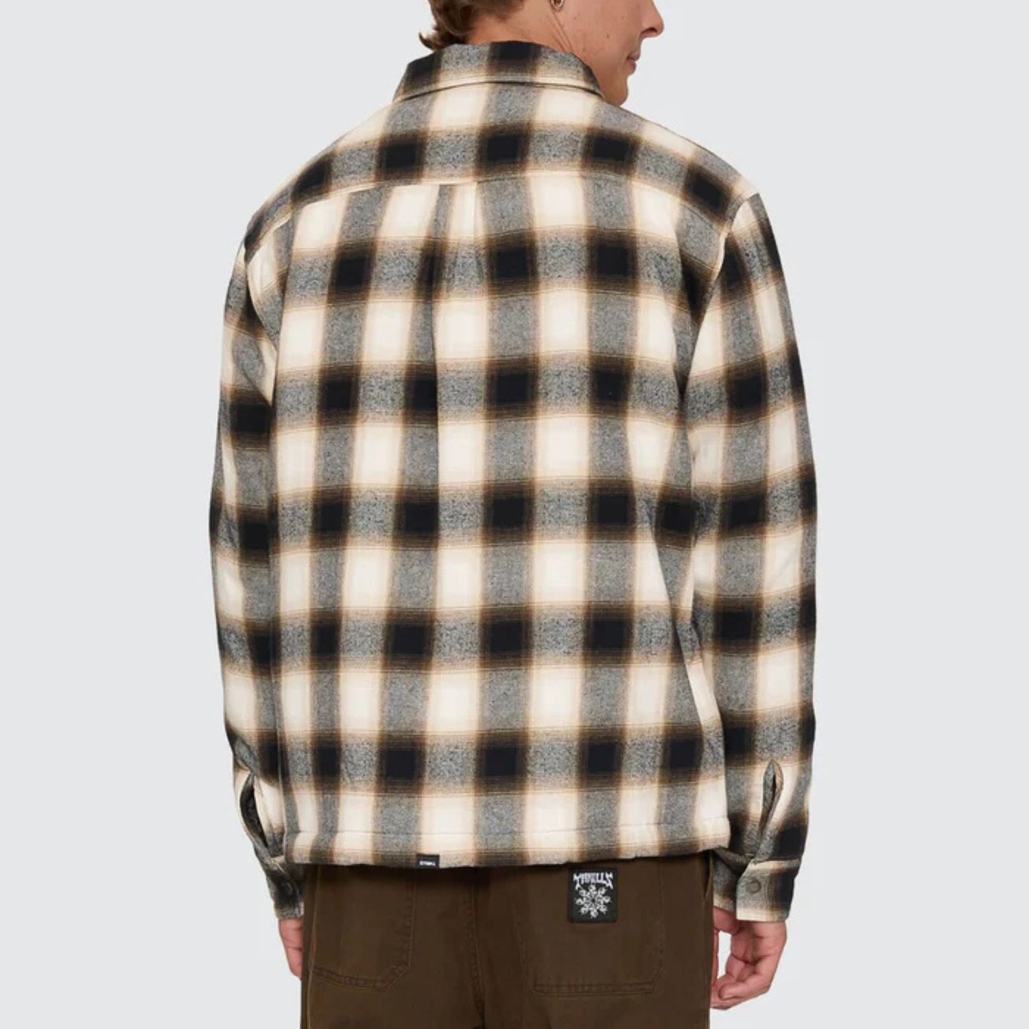 THRILLS MENS STAGGER CROPPED FLANNEL JACKET  - BLACK