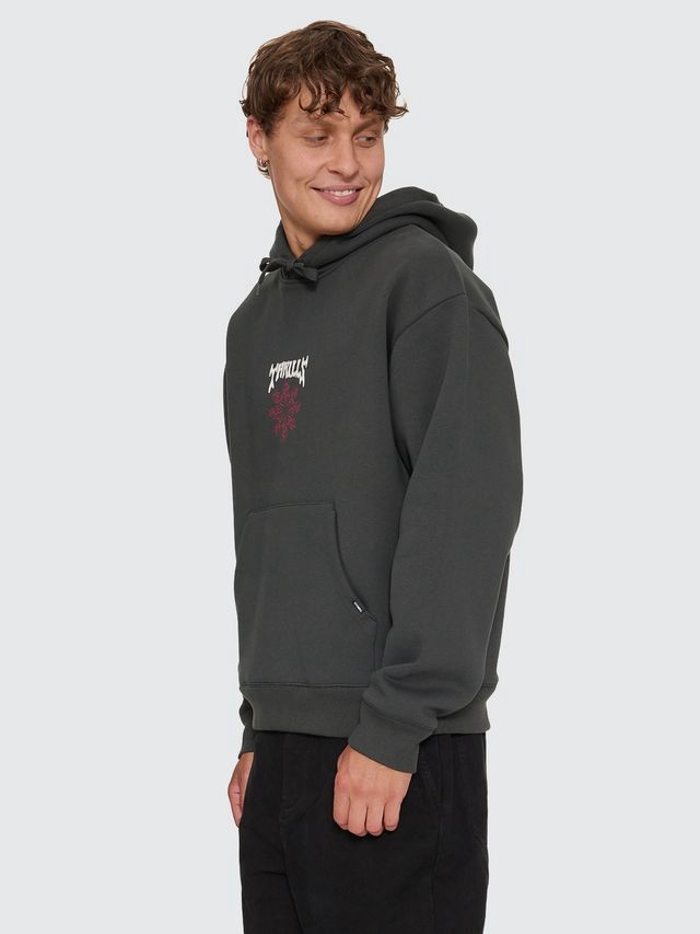 THRILLS MENS STAGGER SLOUCH PULL ON CROPPED HOOD - CARBON