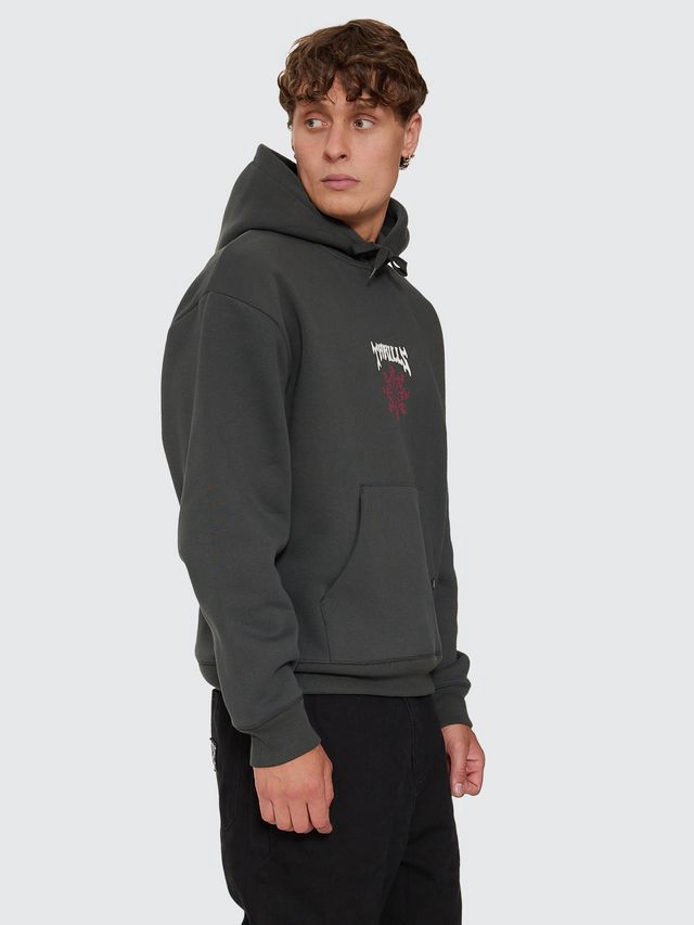 THRILLS MENS STAGGER SLOUCH PULL ON CROPPED HOOD - CARBON