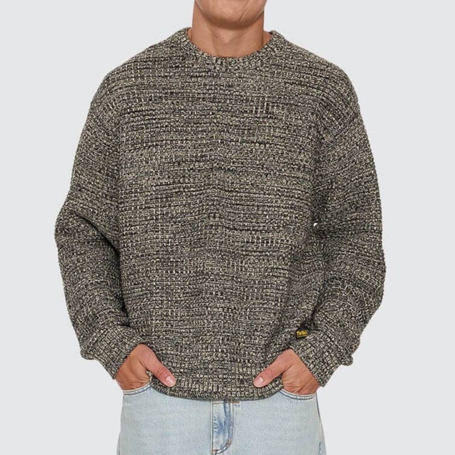 THRILLS MENS THRILLS UNION BOX CROP CREW KNIT - CARBON MARLE
