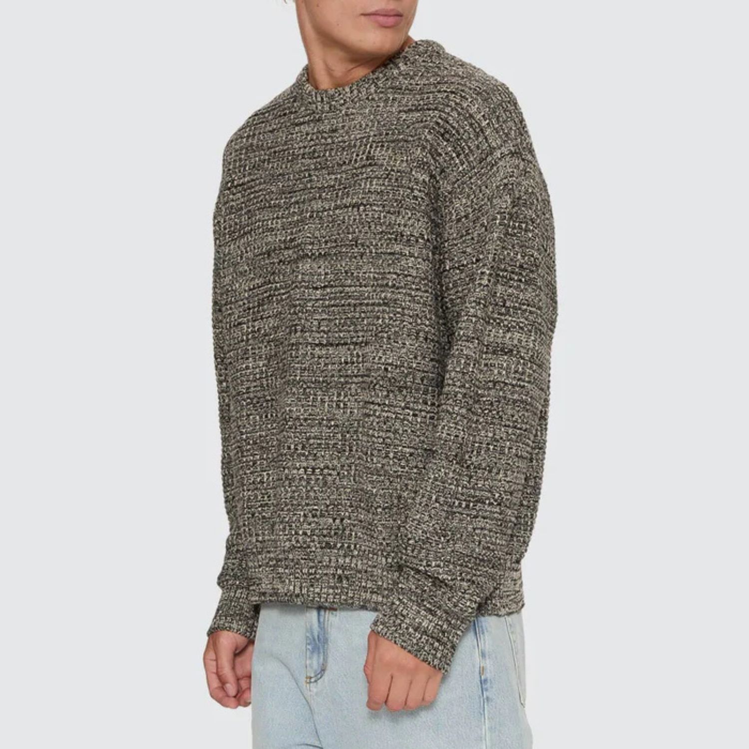 THRILLS MENS THRILLS UNION BOX CROP CREW KNIT - CARBON MARLE