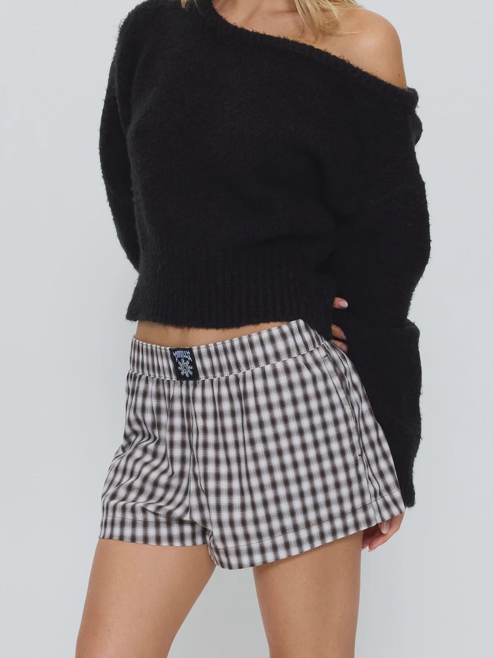 THRILLS WOMENS OSLO COLD SHOULDER KNIT SWEATER - BLACK