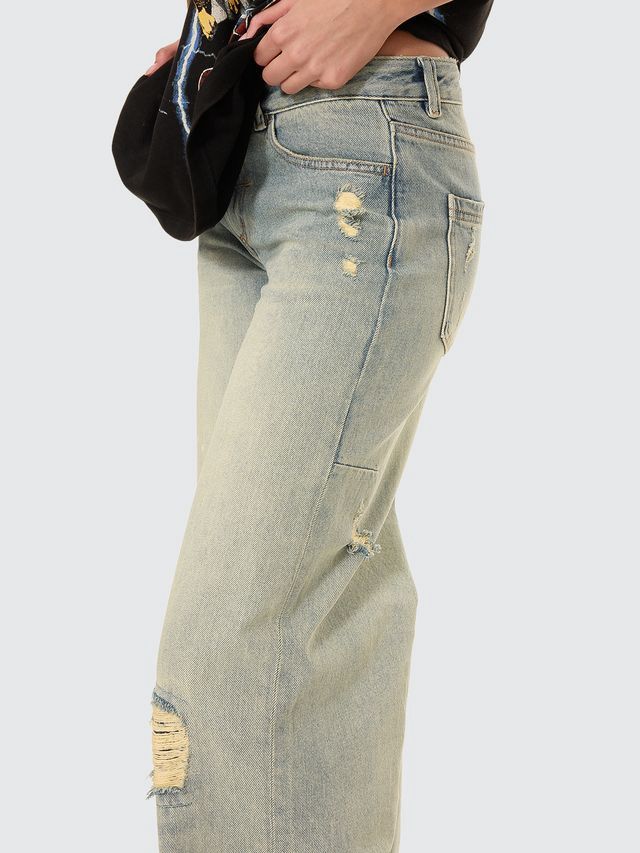 THRILLS WOMENS NEW DELUSIONS HUNTER LOW RISE WIDE JEAN - REPAIRED LIGHT DIRTY STONE