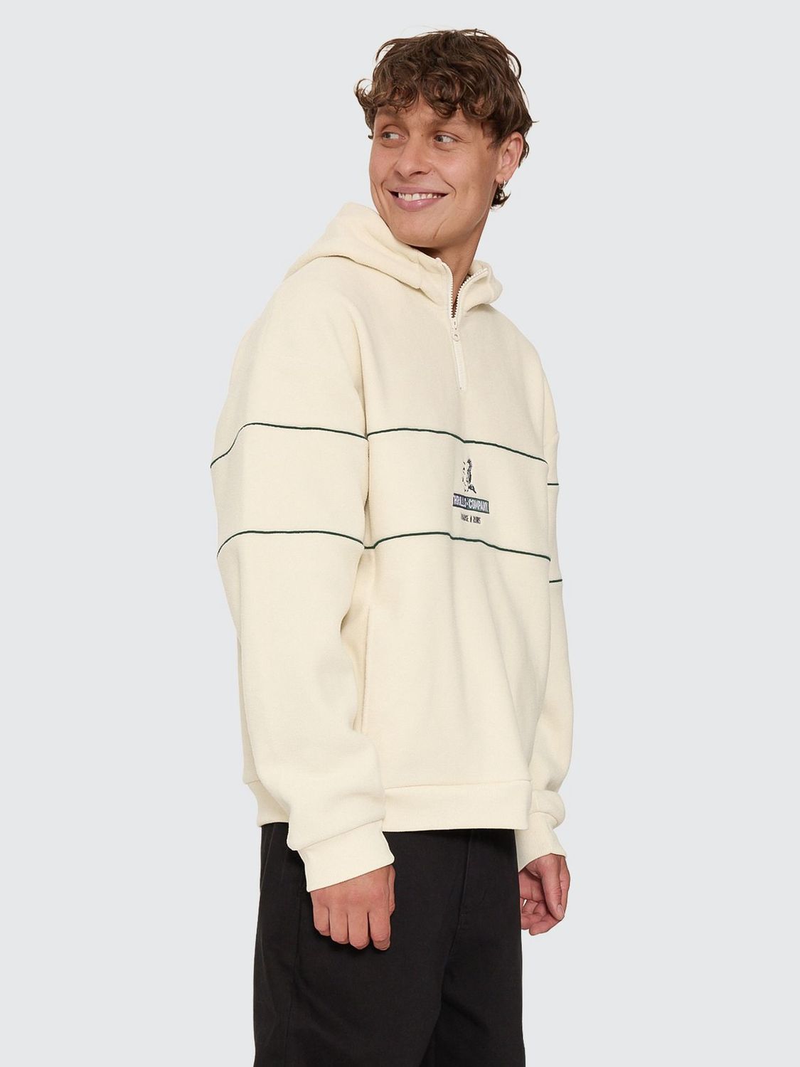 THRILLS MENS RISEN QUARTER ZIP HOOD FLEECE - HERITAGE WHITE