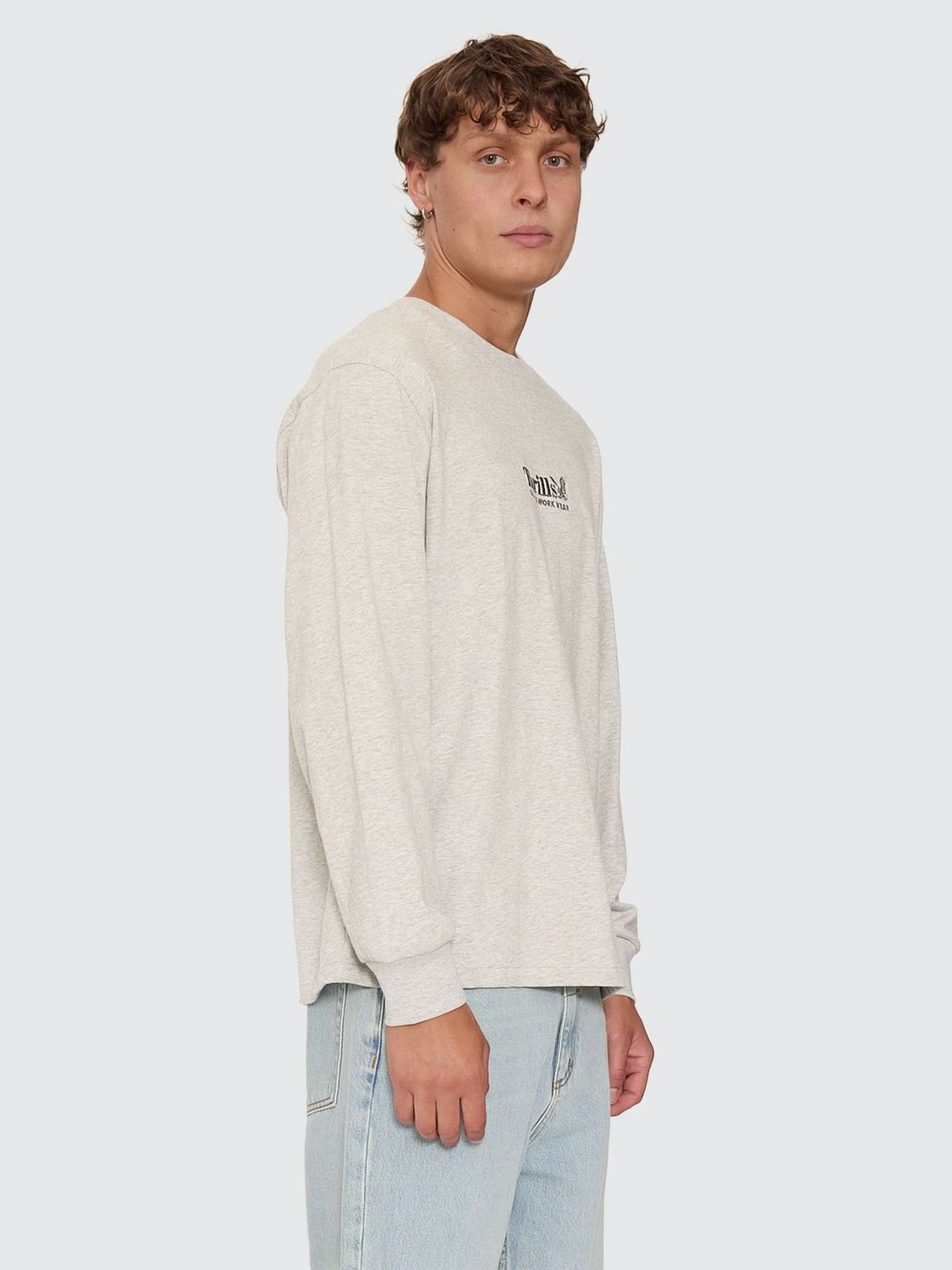 THRILLS MENS THRILLS WORKWEAR EMBRO LONG SLEEVE MERCH TEE - SNOW MARLE