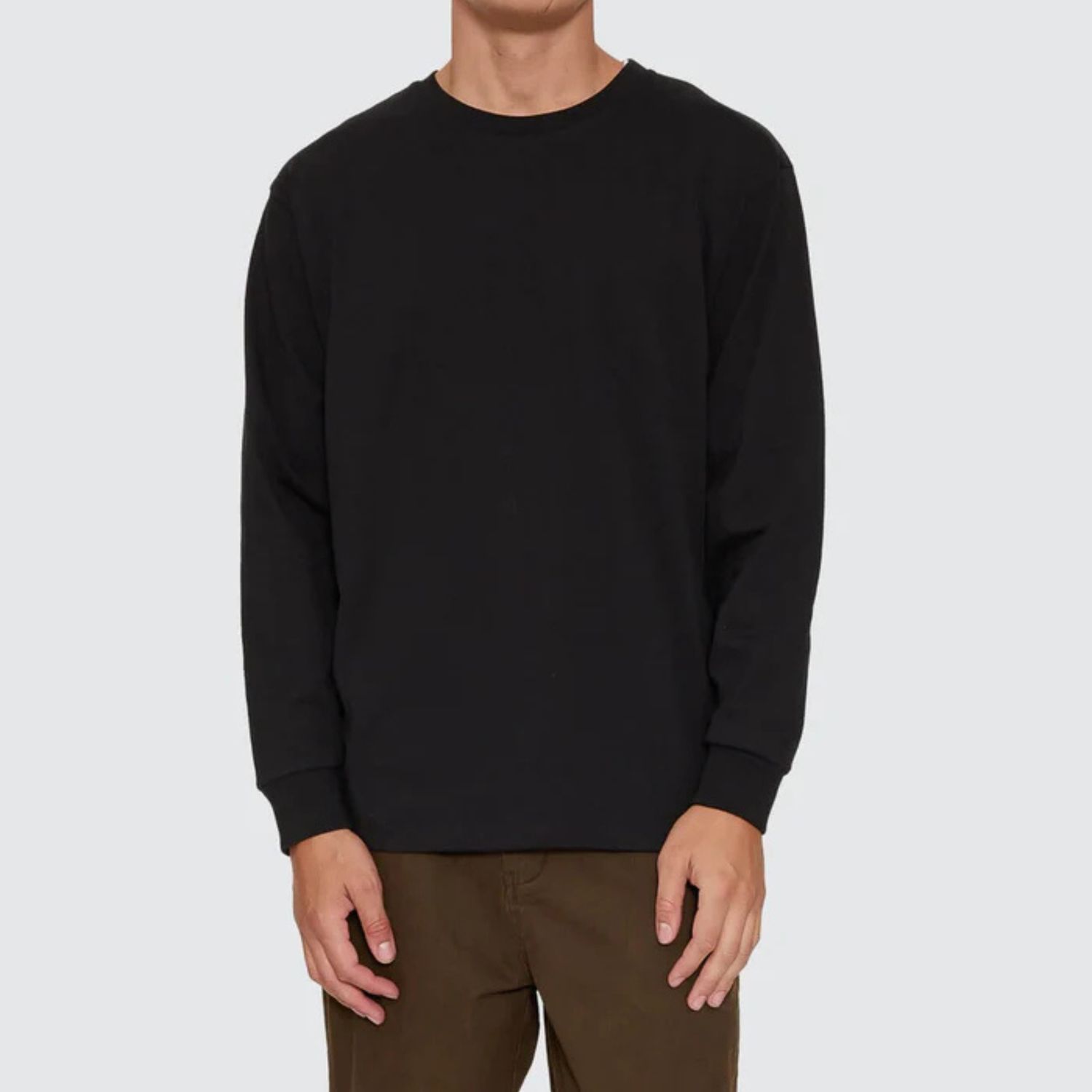 THRILLS MENS THRILLS MILITARY OVERSIZE LONG SLEEVE TEE  - BLACK