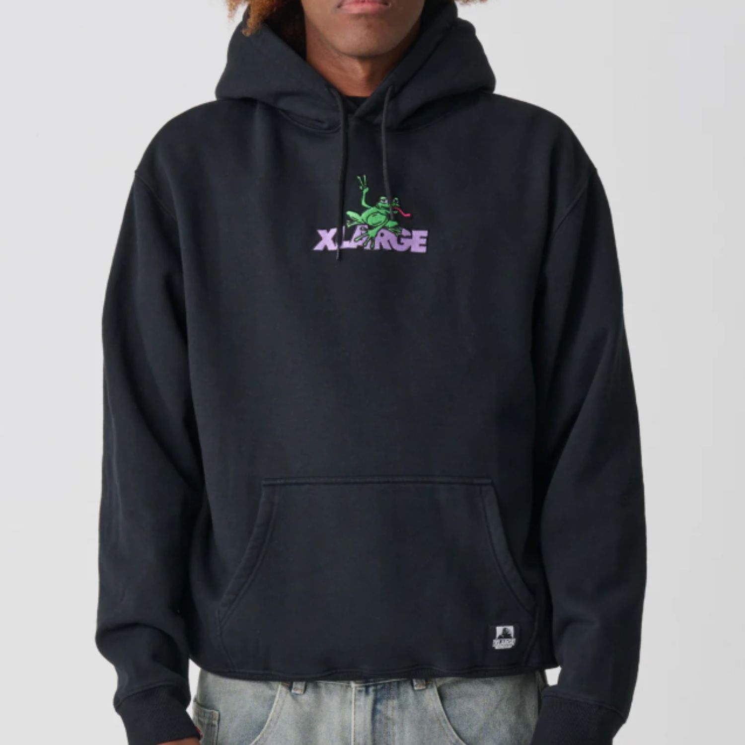 XLARGE MENS PEACE FROG HOOD - BLACK
