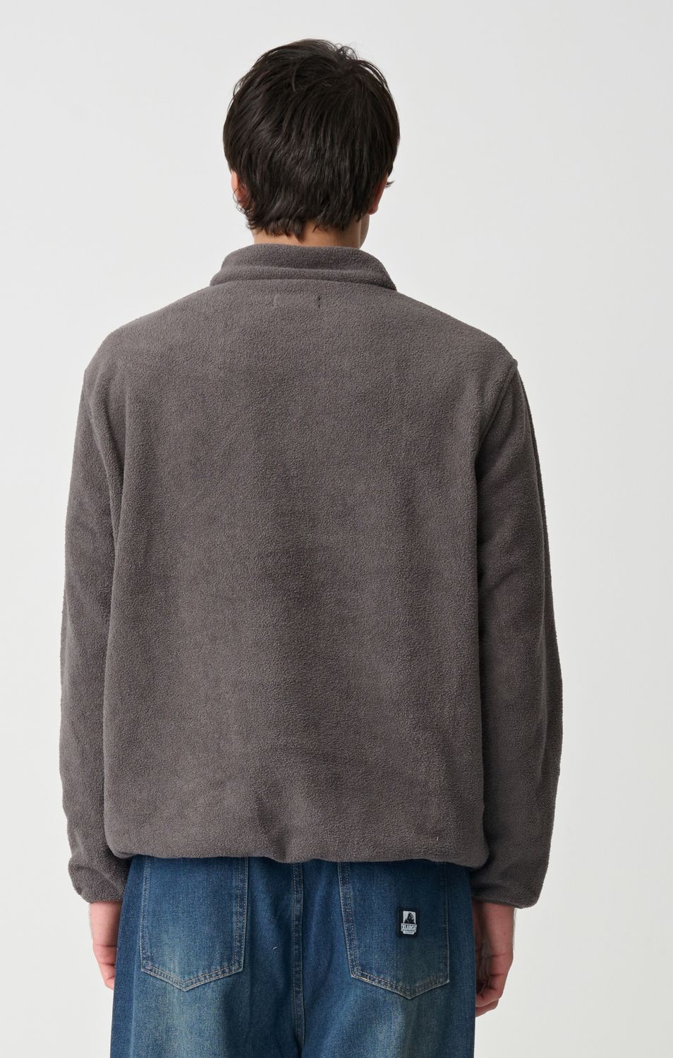 XLARGE MENS STRIPE POLAR FLEECE 1/4  ZIP - MOCHA