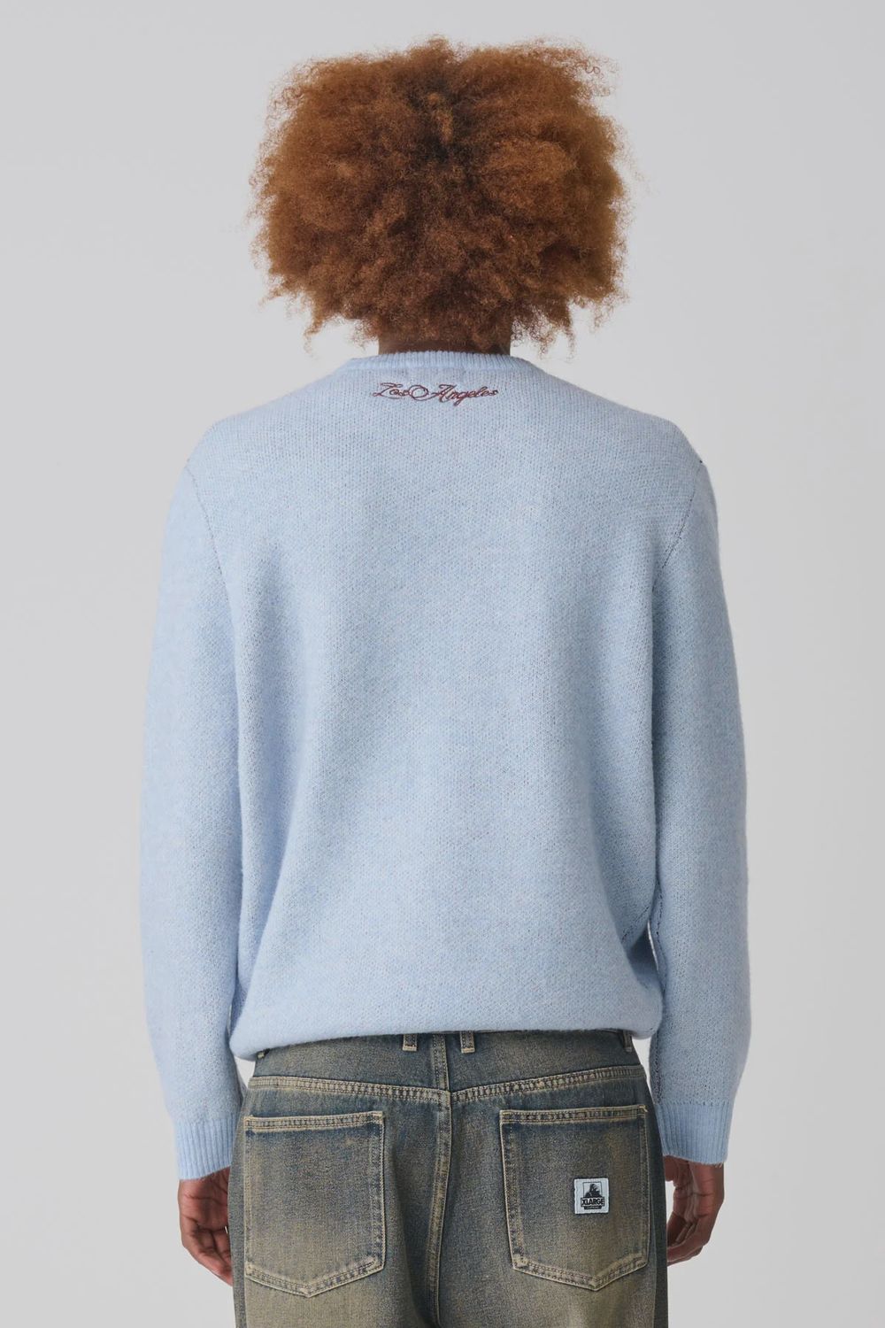 XLARGE MENS SCRIPT KNIT SWEATER - DUSTY ICE