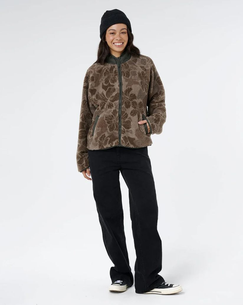 RIPCURL WOMENS HALF MOON BAY POLAR FLEECE - FOSSIL
