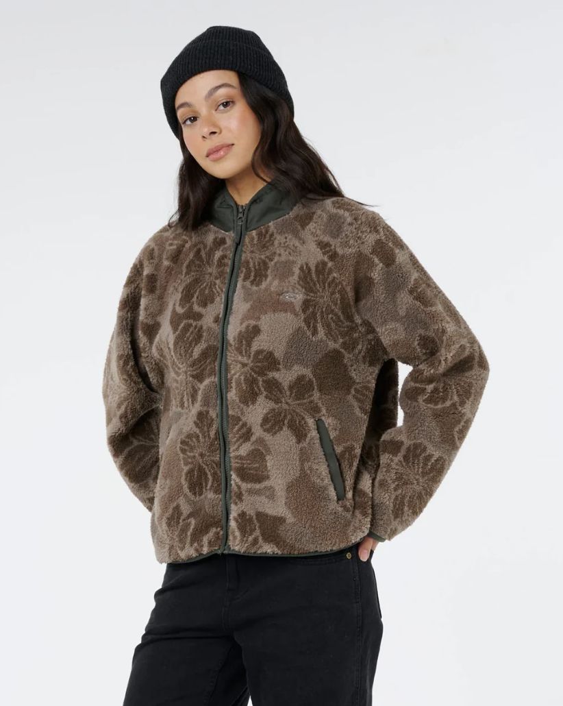RIPCURL WOMENS HALF MOON BAY POLAR FLEECE - FOSSIL
