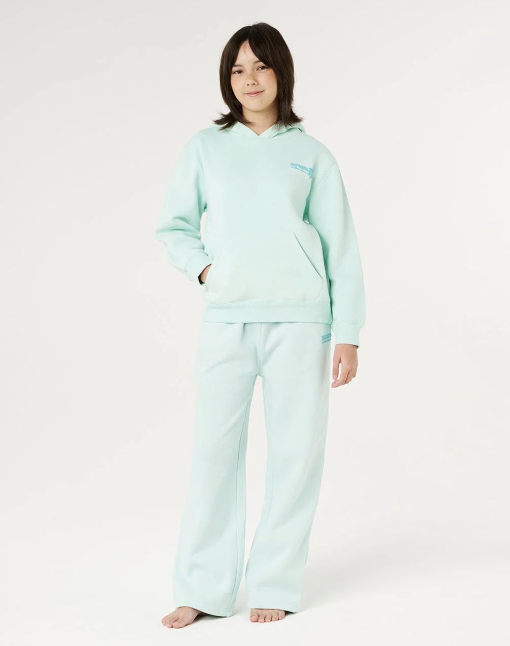 RIPCURL TEEN GIRLS HIBISCUS HEAT LOGO HOOD - LIGHT SEA BLUE