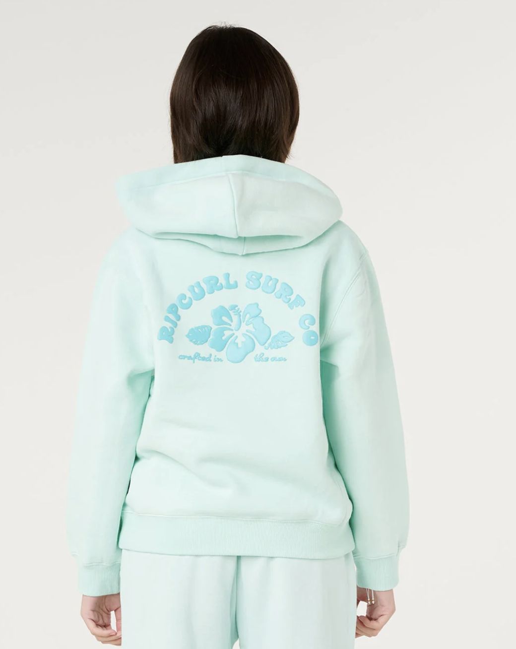 RIPCURL TEEN GIRLS HIBISCUS HEAT LOGO HOOD - LIGHT SEA BLUE