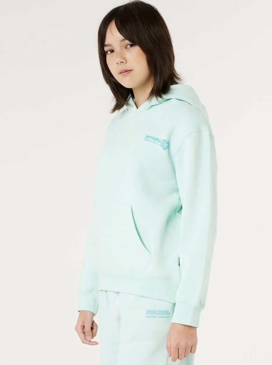 RIPCURL TEEN GIRLS HIBISCUS HEAT LOGO HOOD - LIGHT SEA BLUE