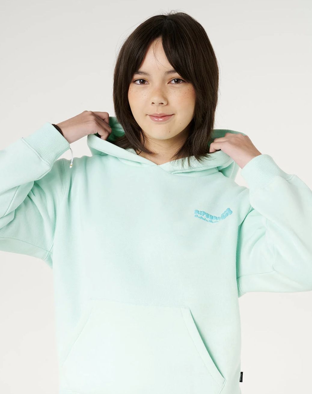 RIPCURL TEEN GIRLS HIBISCUS HEAT LOGO HOOD - LIGHT SEA BLUE