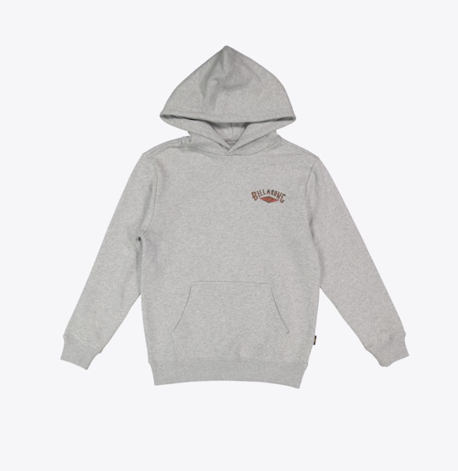 BILLABONG TEEN BOYS OTIS ARCH POP HOOD - LIGHT GREY HEATHER