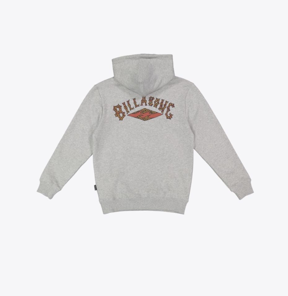 BILLABONG TEEN BOYS OTIS ARCH POP HOOD - LIGHT GREY HEATHER