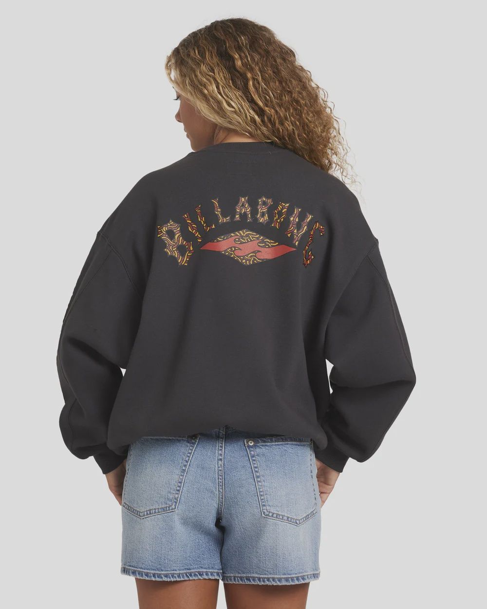 BILLABONG WOMENS OTIS ARCH DIAMOND CREW - WASHED BLACK