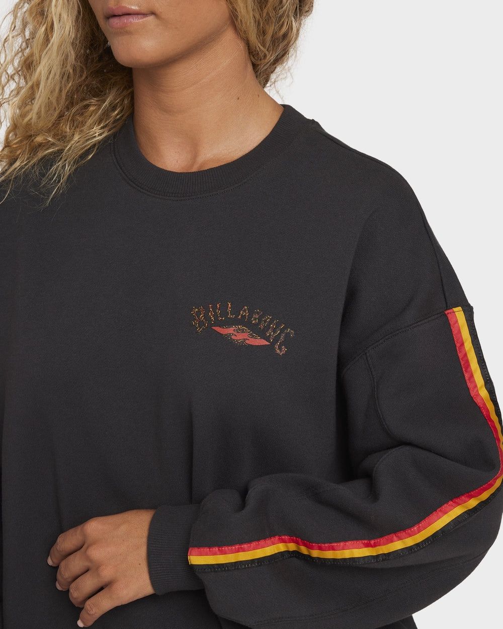 BILLABONG WOMENS OTIS ARCH DIAMOND CREW - WASHED BLACK