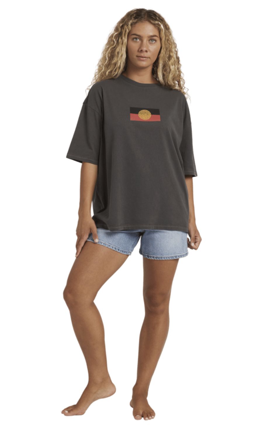 BILLABONG WOMENS OTIS FLAG SS TEE - WASHED BLACK