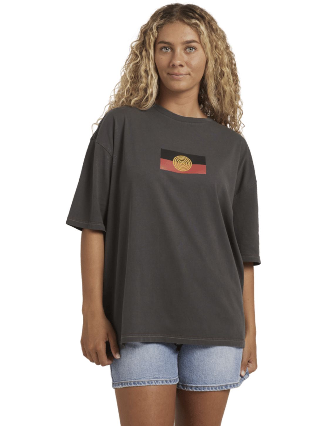 BILLABONG WOMENS OTIS FLAG SS TEE - WASHED BLACK