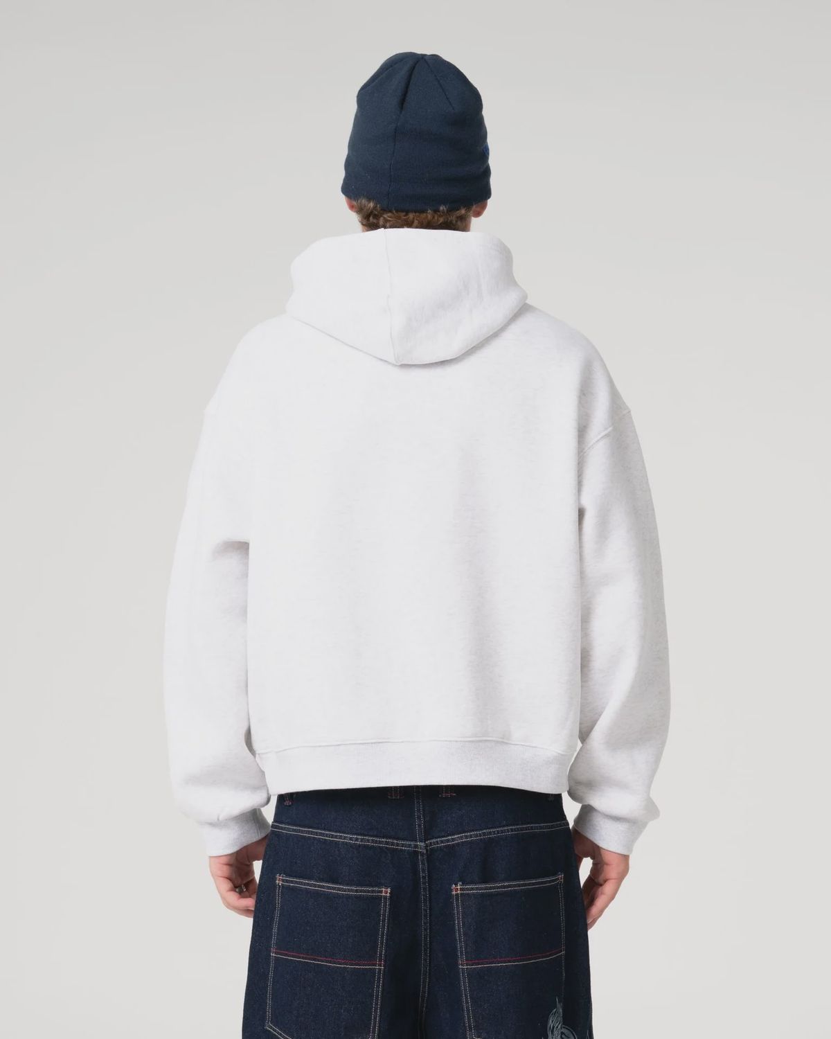 RUSTY MENS BIG TICKET HOODED FLEECE - ECRU MARLE