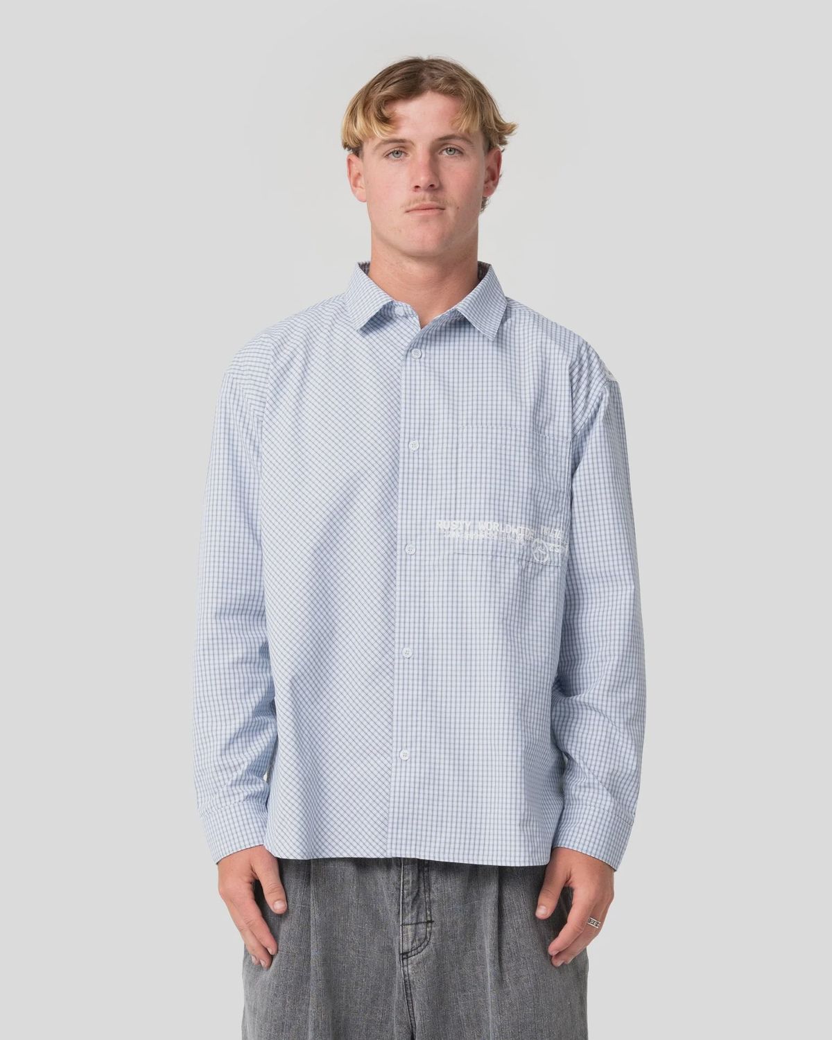 RUSTY MENS HAWKEYE LONG SLEEVE SHIRT - SKY BLUE