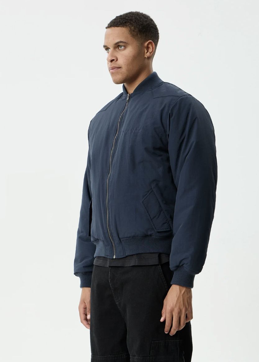 AFENDS MENS NO MORE BOMBS - BOMBER JACKET - DEEP SEA