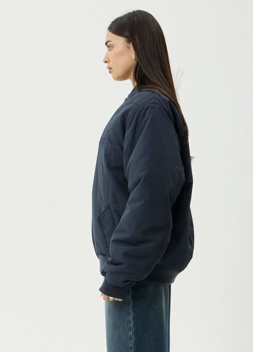 AFENDS MENS NO MORE BOMBS - BOMBER JACKET - DEEP SEA