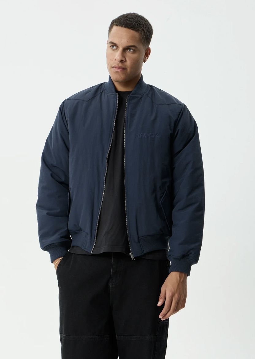 AFENDS MENS NO MORE BOMBS - BOMBER JACKET - DEEP SEA