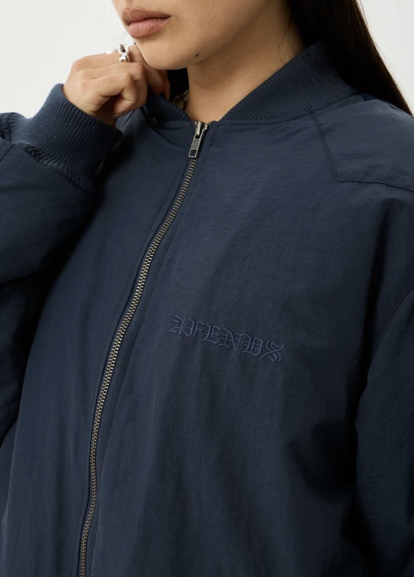 AFENDS MENS NO MORE BOMBS - BOMBER JACKET - DEEP SEA