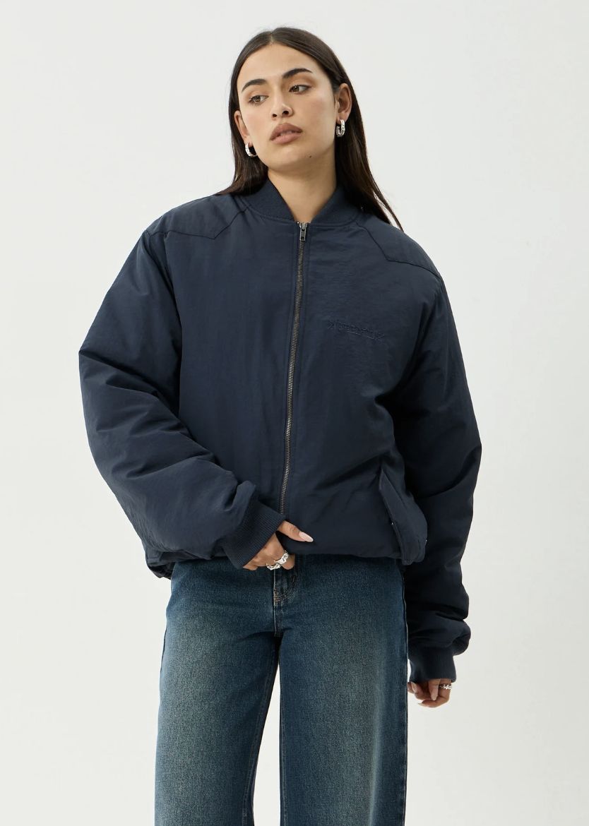 AFENDS MENS NO MORE BOMBS - BOMBER JACKET - DEEP SEA