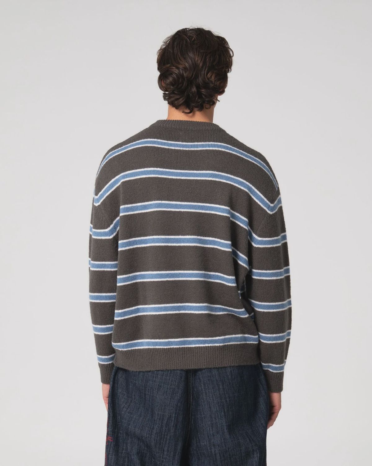 RUSTY MENS REEL FLUFF KNITTED CREW - STEEL