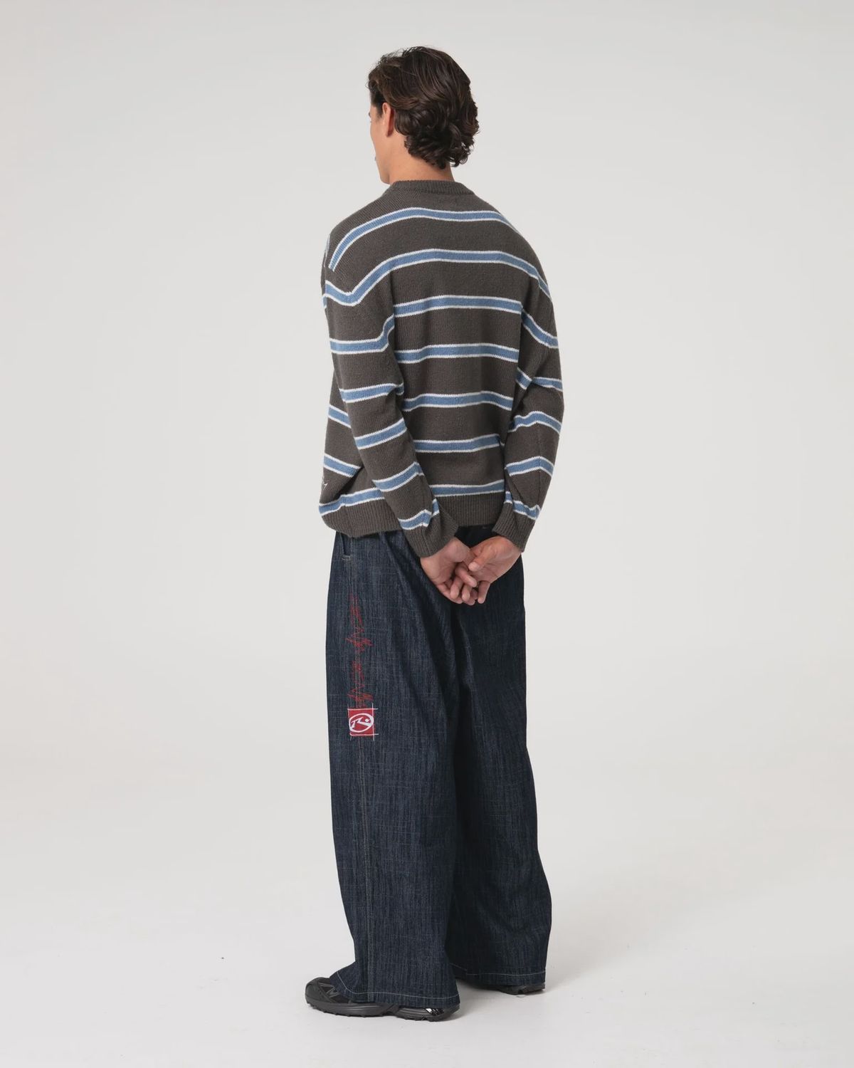 RUSTY MENS REEL FLUFF KNITTED CREW - STEEL